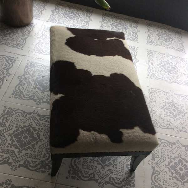 Cow Hide Leather Vintage Ottoman 1