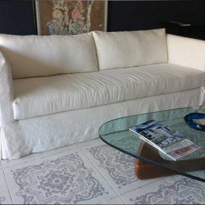 Custom Slipcover Sofa White Linen 1