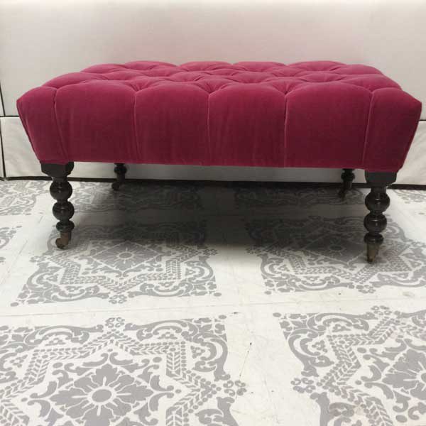 Vintage George Smith Ottoman Newly Upholstered In Purple Cotton Velvet 1.