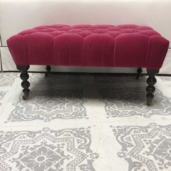 Vintage George Smith Ottoman Newly Upholstered in Purple Cotton Velvet